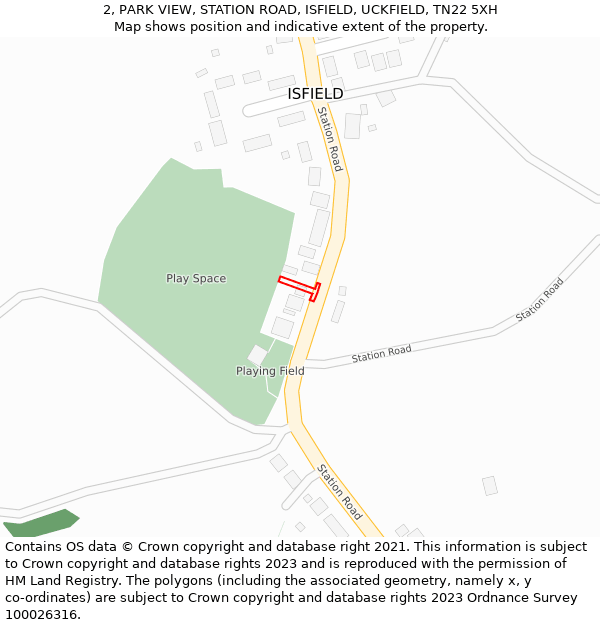2, PARK VIEW, STATION ROAD, ISFIELD, UCKFIELD, TN22 5XH: Location map and indicative extent of plot