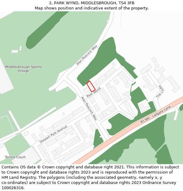 2, PARK WYND, MIDDLESBROUGH, TS4 3FB: Location map and indicative extent of plot