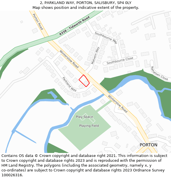 2, PARKLAND WAY, PORTON, SALISBURY, SP4 0LY: Location map and indicative extent of plot