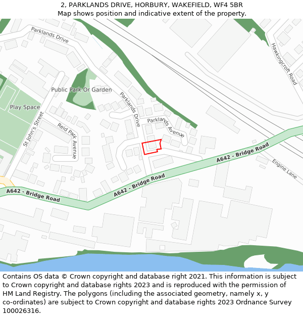 2, PARKLANDS DRIVE, HORBURY, WAKEFIELD, WF4 5BR: Location map and indicative extent of plot