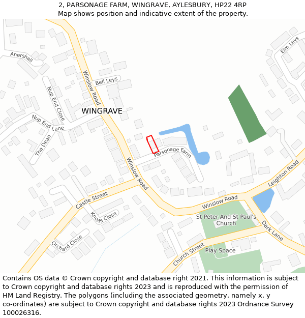 2, PARSONAGE FARM, WINGRAVE, AYLESBURY, HP22 4RP: Location map and indicative extent of plot