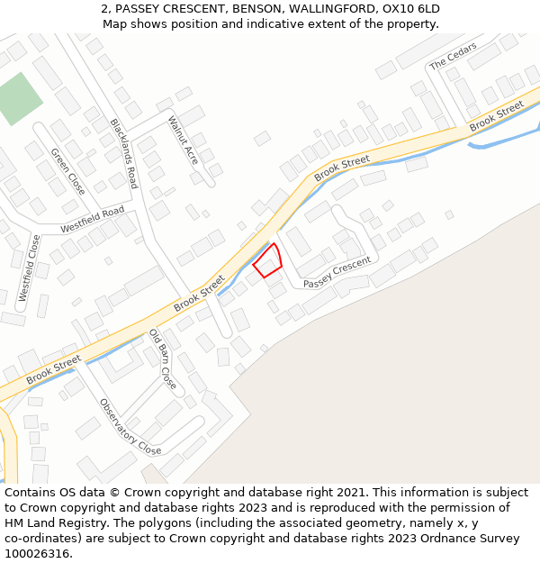 2, PASSEY CRESCENT, BENSON, WALLINGFORD, OX10 6LD: Location map and indicative extent of plot