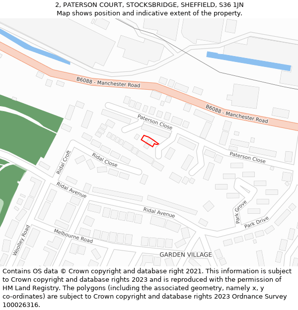 2, PATERSON COURT, STOCKSBRIDGE, SHEFFIELD, S36 1JN: Location map and indicative extent of plot