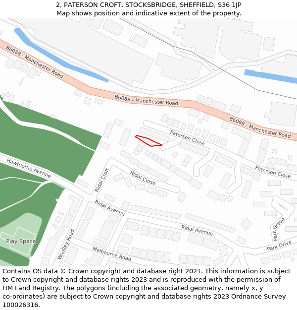 2, PATERSON CROFT, STOCKSBRIDGE, SHEFFIELD, S36 1JP: Location map and indicative extent of plot