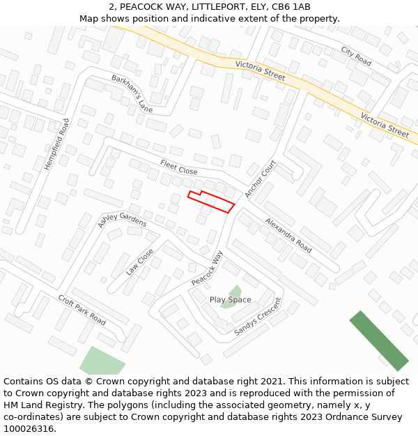 2, PEACOCK WAY, LITTLEPORT, ELY, CB6 1AB: Location map and indicative extent of plot