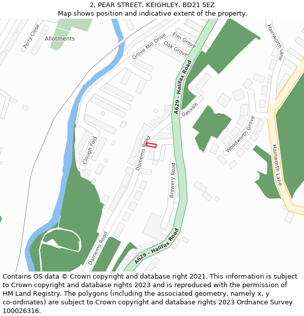 2, PEAR STREET, KEIGHLEY, BD21 5EZ: Location map and indicative extent of plot