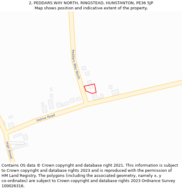 2, PEDDARS WAY NORTH, RINGSTEAD, HUNSTANTON, PE36 5JP: Location map and indicative extent of plot