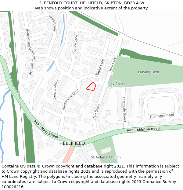 2, PENFOLD COURT, HELLIFIELD, SKIPTON, BD23 4LW: Location map and indicative extent of plot