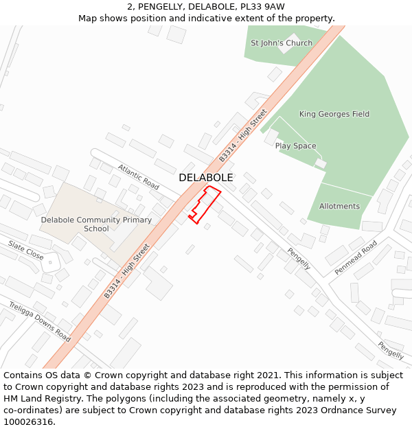 2, PENGELLY, DELABOLE, PL33 9AW: Location map and indicative extent of plot