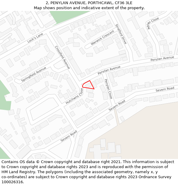 2, PENYLAN AVENUE, PORTHCAWL, CF36 3LE: Location map and indicative extent of plot