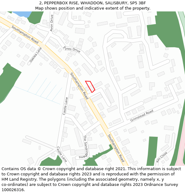 2, PEPPERBOX RISE, WHADDON, SALISBURY, SP5 3BF: Location map and indicative extent of plot