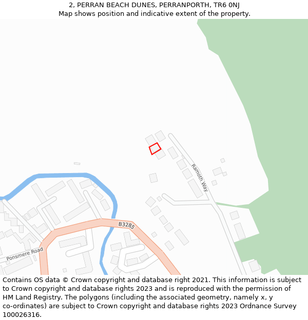 2, PERRAN BEACH DUNES, PERRANPORTH, TR6 0NJ: Location map and indicative extent of plot