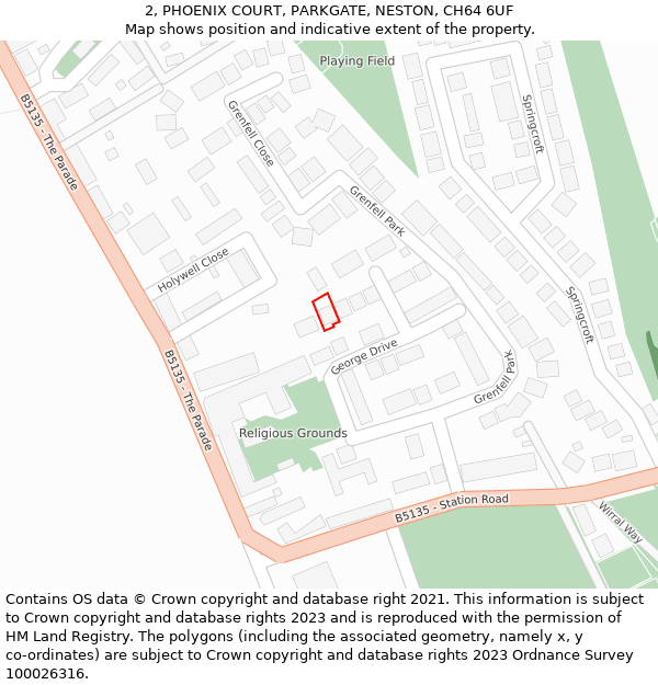 2, PHOENIX COURT, PARKGATE, NESTON, CH64 6UF: Location map and indicative extent of plot