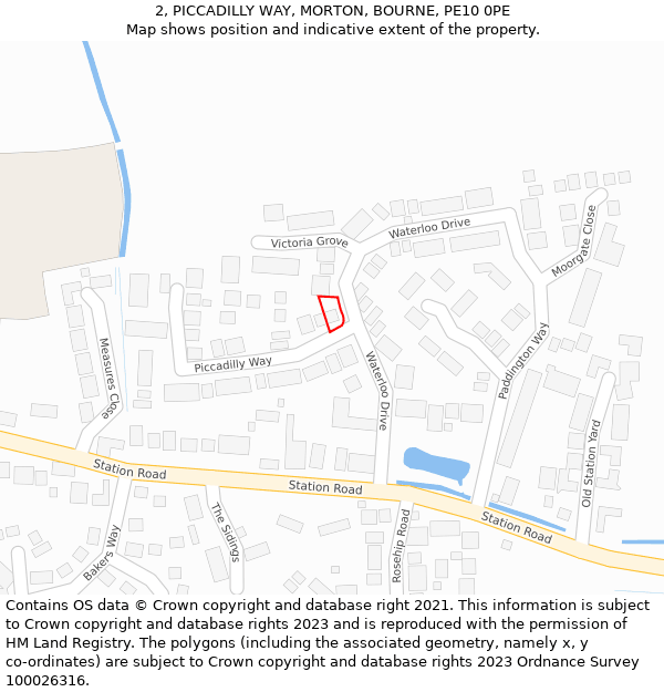 2, PICCADILLY WAY, MORTON, BOURNE, PE10 0PE: Location map and indicative extent of plot