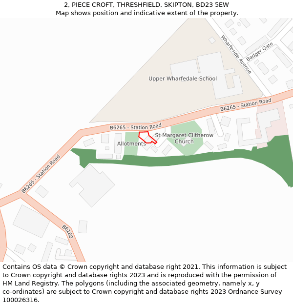2, PIECE CROFT, THRESHFIELD, SKIPTON, BD23 5EW: Location map and indicative extent of plot