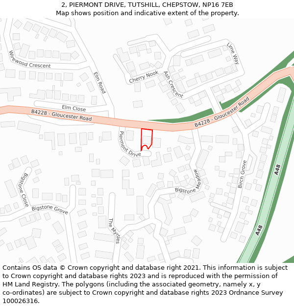 2, PIERMONT DRIVE, TUTSHILL, CHEPSTOW, NP16 7EB: Location map and indicative extent of plot