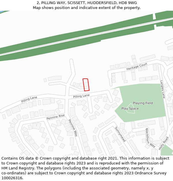 2, PILLING WAY, SCISSETT, HUDDERSFIELD, HD8 9WG: Location map and indicative extent of plot