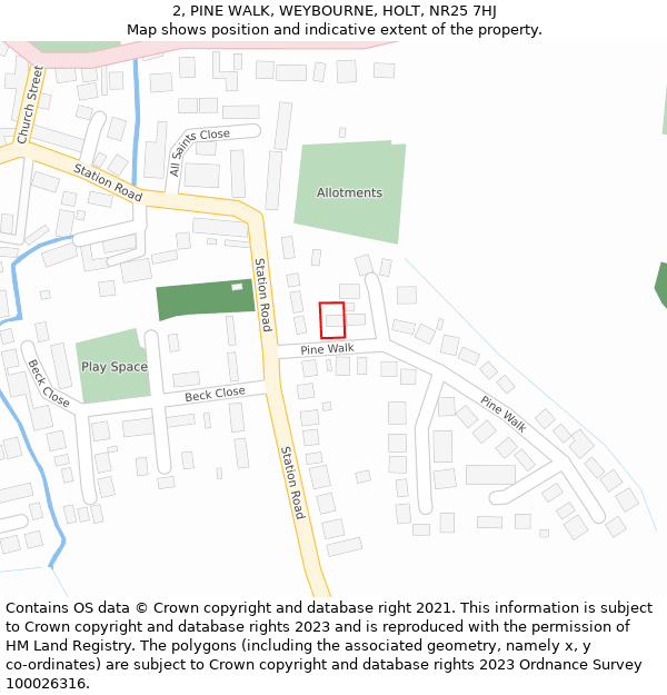 2, PINE WALK, WEYBOURNE, HOLT, NR25 7HJ: Location map and indicative extent of plot