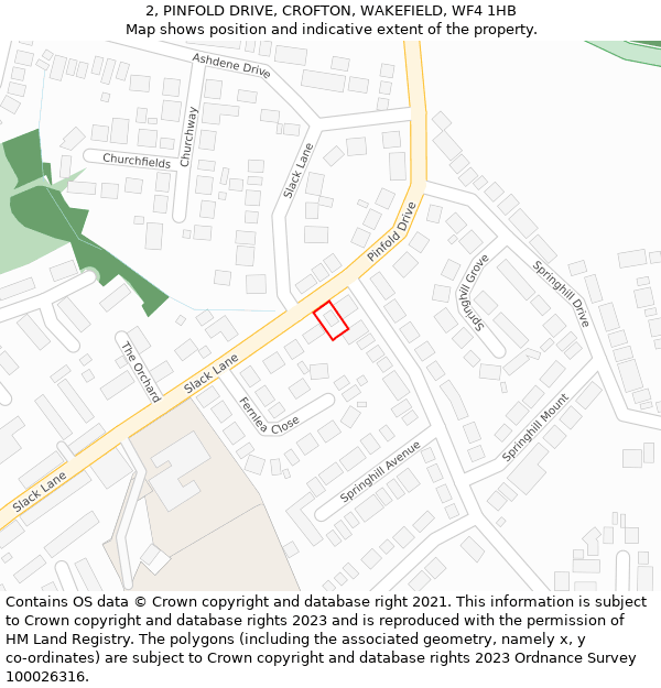 2, PINFOLD DRIVE, CROFTON, WAKEFIELD, WF4 1HB: Location map and indicative extent of plot