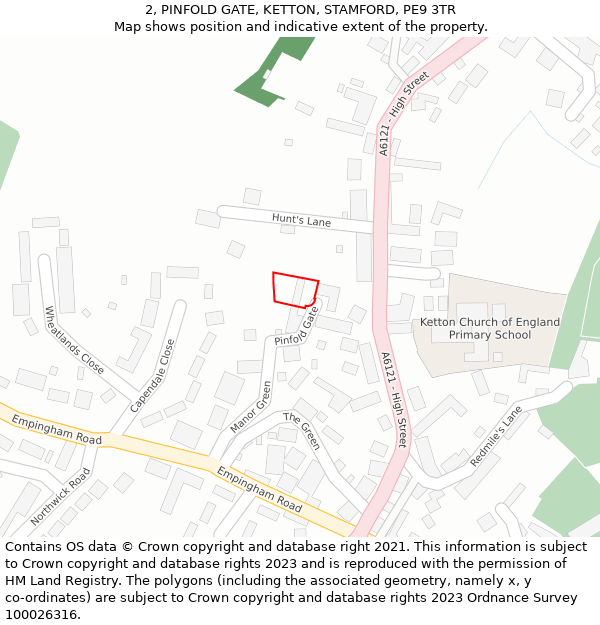 2, PINFOLD GATE, KETTON, STAMFORD, PE9 3TR: Location map and indicative extent of plot