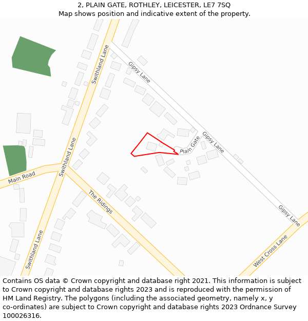 2, PLAIN GATE, ROTHLEY, LEICESTER, LE7 7SQ: Location map and indicative extent of plot