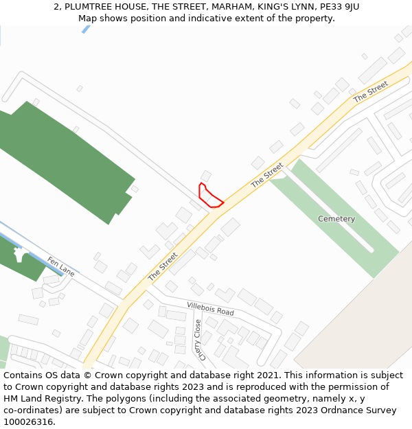 2, PLUMTREE HOUSE, THE STREET, MARHAM, KING'S LYNN, PE33 9JU: Location map and indicative extent of plot