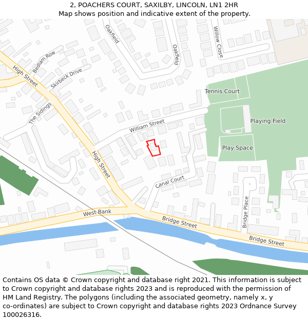 2, POACHERS COURT, SAXILBY, LINCOLN, LN1 2HR: Location map and indicative extent of plot