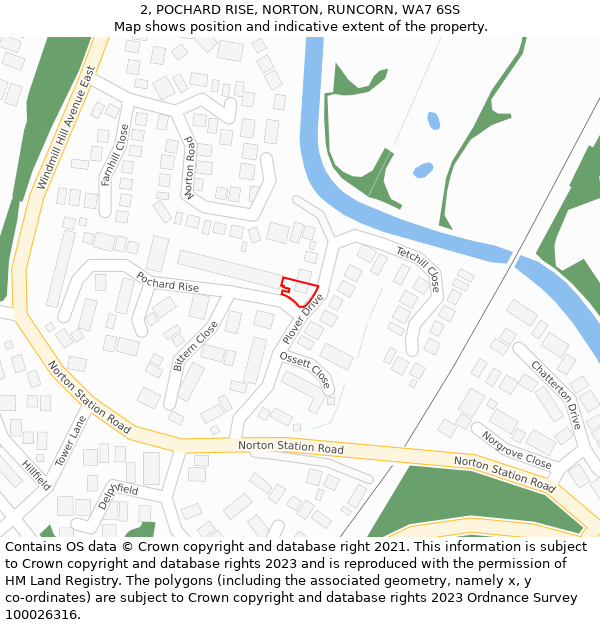 2, POCHARD RISE, NORTON, RUNCORN, WA7 6SS: Location map and indicative extent of plot