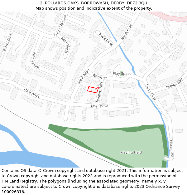 2, POLLARDS OAKS, BORROWASH, DERBY, DE72 3QU: Location map and indicative extent of plot