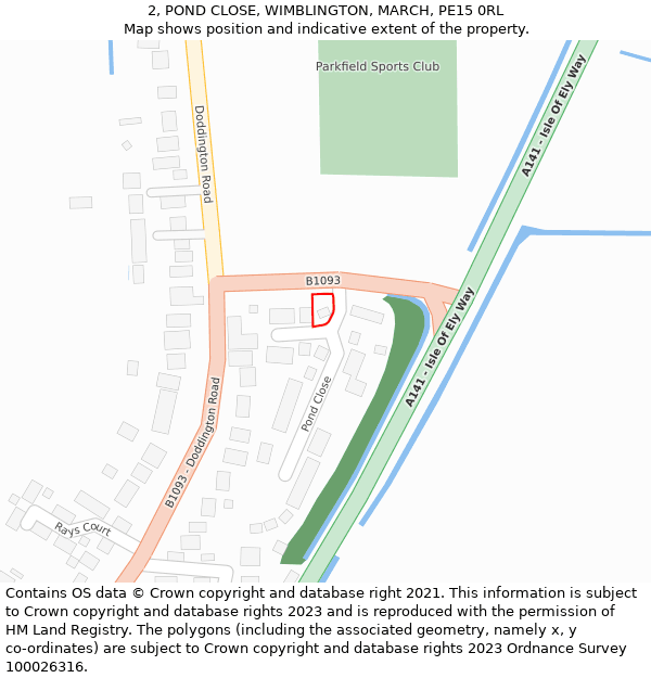 2, POND CLOSE, WIMBLINGTON, MARCH, PE15 0RL: Location map and indicative extent of plot