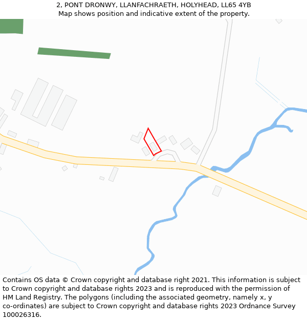 2, PONT DRONWY, LLANFACHRAETH, HOLYHEAD, LL65 4YB: Location map and indicative extent of plot