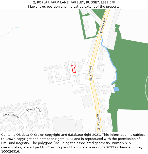 2, POPLAR FARM LANE, FARSLEY, PUDSEY, LS28 5FF: Location map and indicative extent of plot