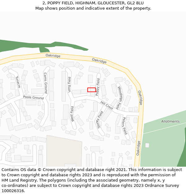 2, POPPY FIELD, HIGHNAM, GLOUCESTER, GL2 8LU: Location map and indicative extent of plot