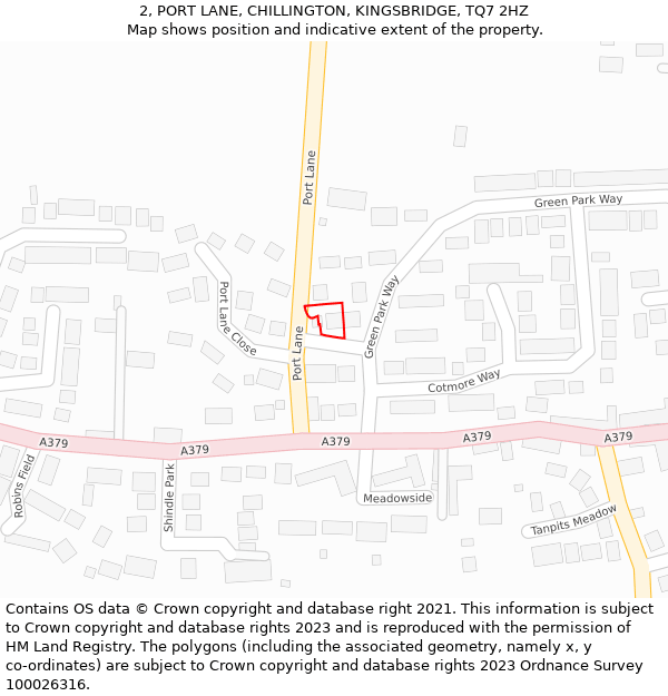 2, PORT LANE, CHILLINGTON, KINGSBRIDGE, TQ7 2HZ: Location map and indicative extent of plot