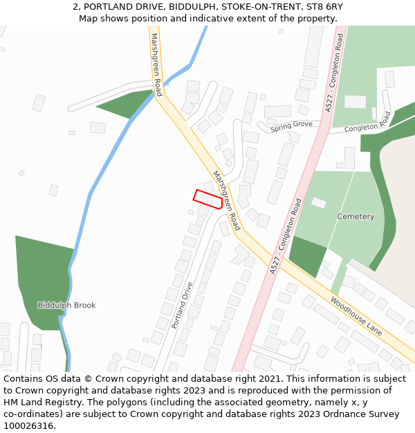 2, PORTLAND DRIVE, BIDDULPH, STOKE-ON-TRENT, ST8 6RY: Location map and indicative extent of plot
