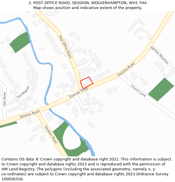 2, POST OFFICE ROAD, SEISDON, WOLVERHAMPTON, WV5 7HA: Location map and indicative extent of plot