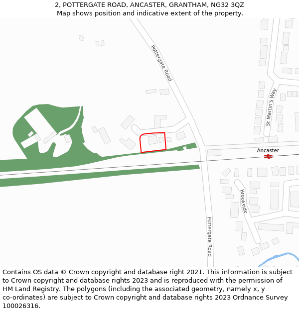 2, POTTERGATE ROAD, ANCASTER, GRANTHAM, NG32 3QZ: Location map and indicative extent of plot
