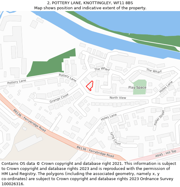 2, POTTERY LANE, KNOTTINGLEY, WF11 8BS: Location map and indicative extent of plot