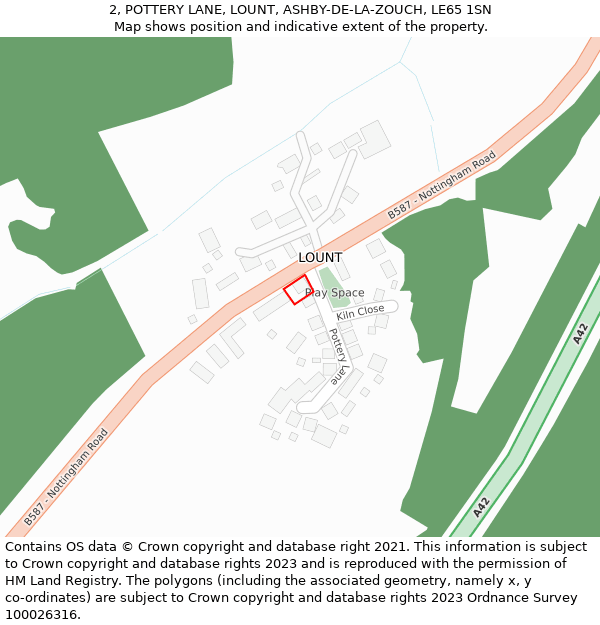 2, POTTERY LANE, LOUNT, ASHBY-DE-LA-ZOUCH, LE65 1SN: Location map and indicative extent of plot