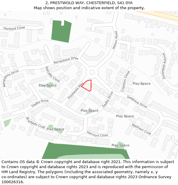 2, PRESTWOLD WAY, CHESTERFIELD, S41 0YA: Location map and indicative extent of plot