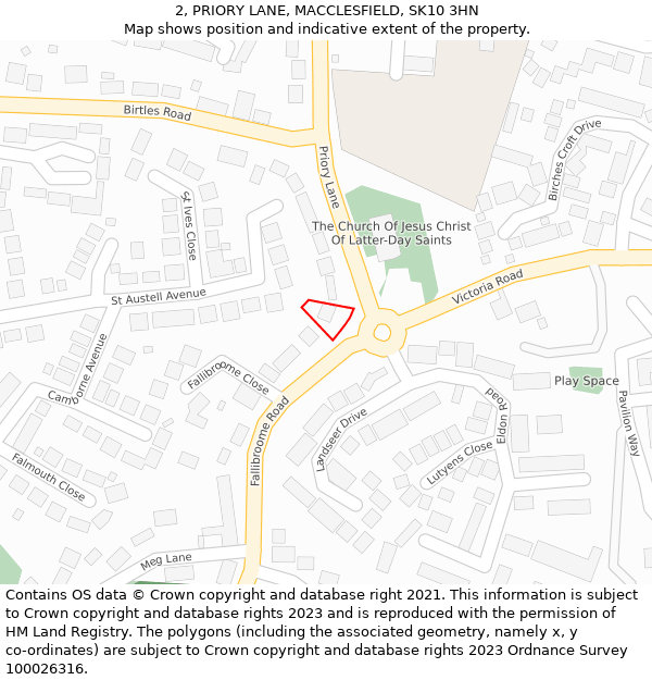 2, PRIORY LANE, MACCLESFIELD, SK10 3HN: Location map and indicative extent of plot