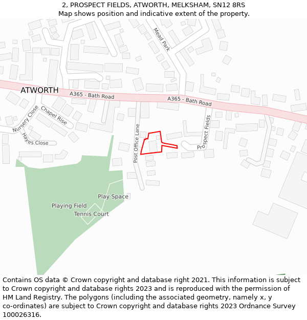 2, PROSPECT FIELDS, ATWORTH, MELKSHAM, SN12 8RS: Location map and indicative extent of plot