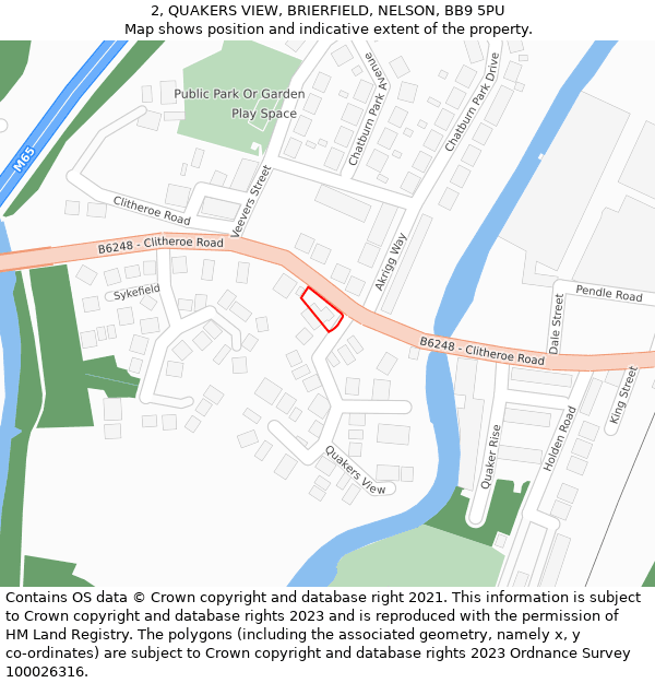 2, QUAKERS VIEW, BRIERFIELD, NELSON, BB9 5PU: Location map and indicative extent of plot