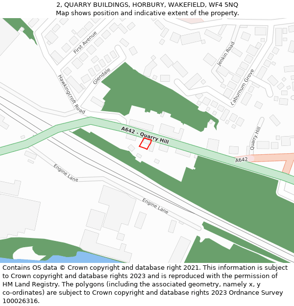 2, QUARRY BUILDINGS, HORBURY, WAKEFIELD, WF4 5NQ: Location map and indicative extent of plot