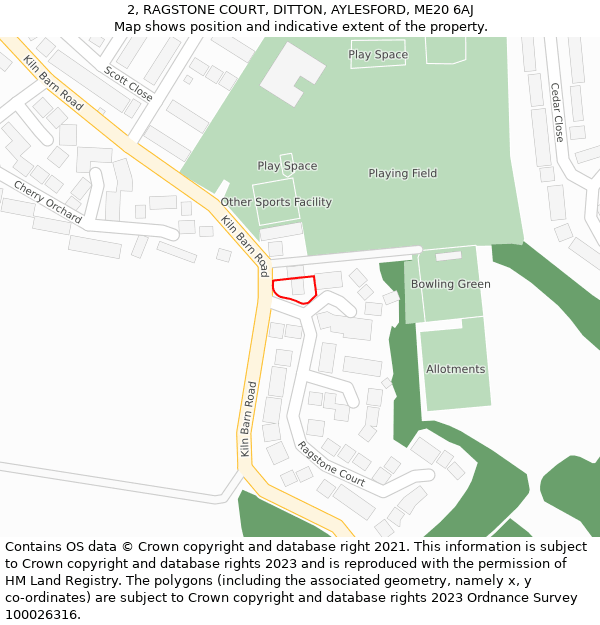 2, RAGSTONE COURT, DITTON, AYLESFORD, ME20 6AJ: Location map and indicative extent of plot