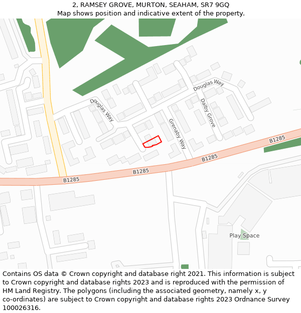 2, RAMSEY GROVE, MURTON, SEAHAM, SR7 9GQ: Location map and indicative extent of plot