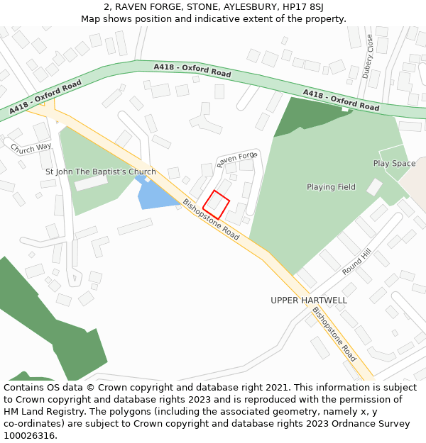 2, RAVEN FORGE, STONE, AYLESBURY, HP17 8SJ: Location map and indicative extent of plot