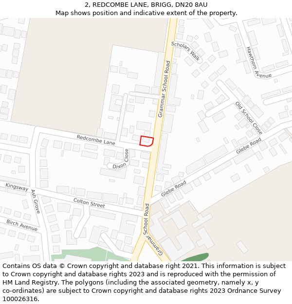 2, REDCOMBE LANE, BRIGG, DN20 8AU: Location map and indicative extent of plot