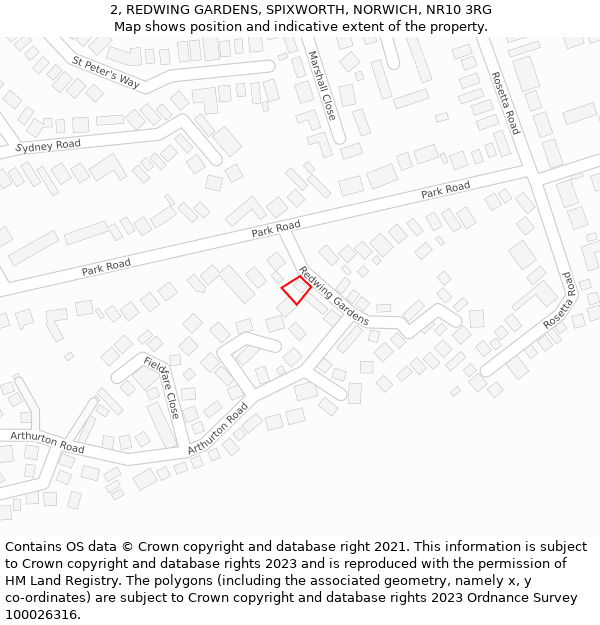 2, REDWING GARDENS, SPIXWORTH, NORWICH, NR10 3RG: Location map and indicative extent of plot