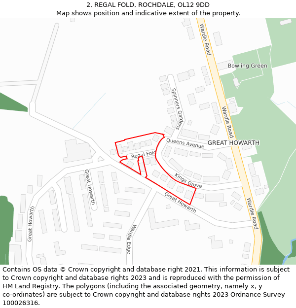 2, REGAL FOLD, ROCHDALE, OL12 9DD: Location map and indicative extent of plot
